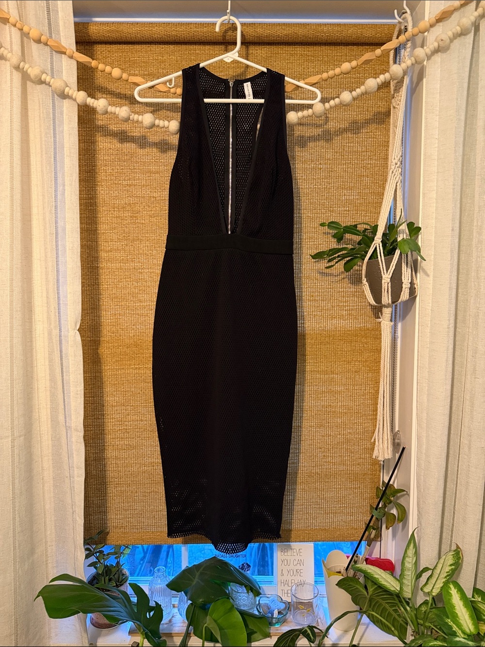Bec & Bridge Black Sleeveless Mesh Midi Dress